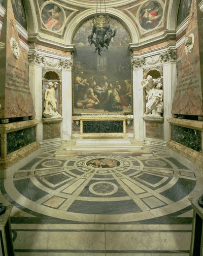 Vista interna della Cappella Chigi ottagonale, iniziata da Raffaello nel 1513 e completata dopo il 1652 da Bernini da Gian Lorenzo Bernini